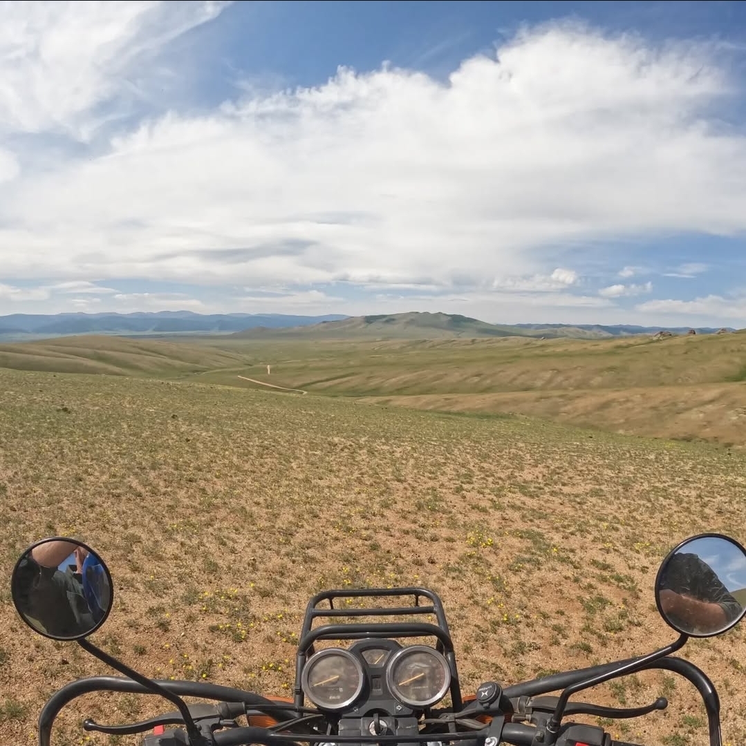 Motorcycle adventure across the Mongolian steppe